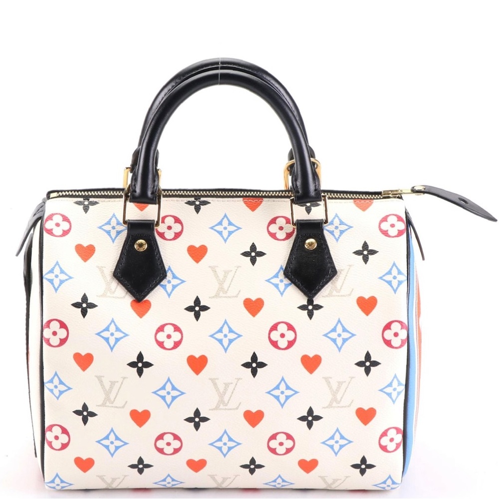Louis Vuitton White Multicolor Monogram Heart Speedy Shoulder Bag